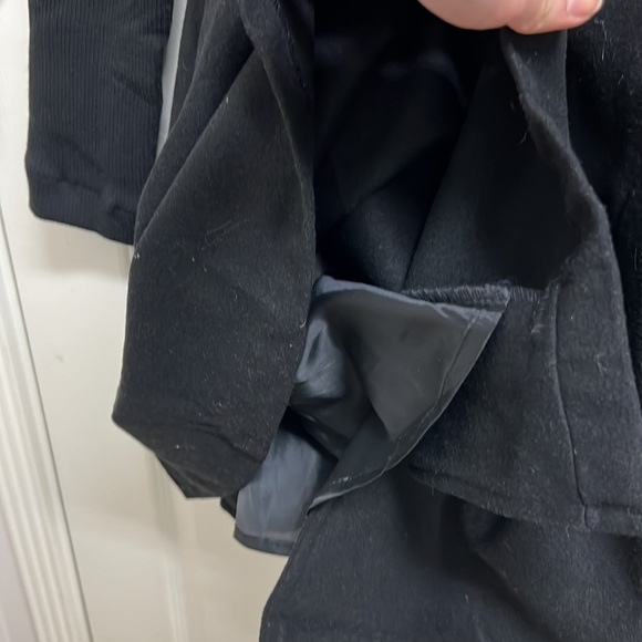 Black Pea Coat with Faux Fur Trim | Size S - Picture 6 of 6